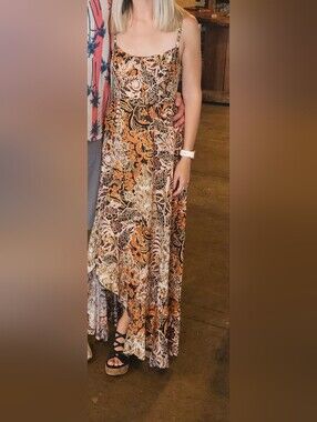Free People Orange Black Maxi Dress